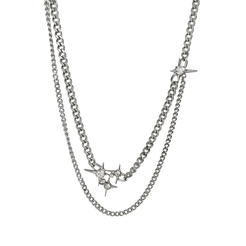 SHARP DOUBLE CHAIN NECKLACE