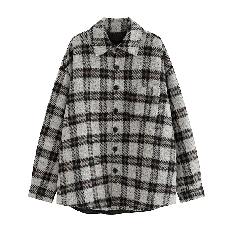 NO. 1665 WOOL PLAID BUTTON UP
