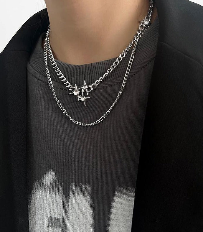 SHARP DOUBLE CHAIN NECKLACE